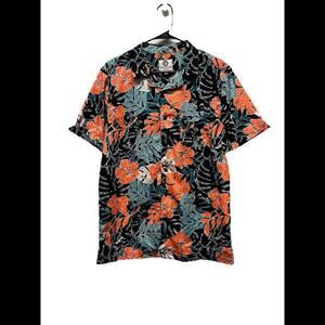 Resolution Clothing Mens Floral Tropical Hawaiian Button-Up Bahamas Shirt Sz M